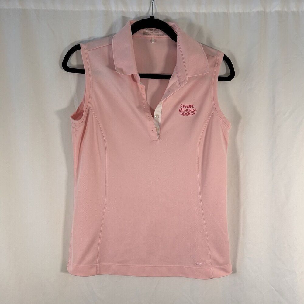Nike Golf Tank Top Women's Medium Pink Swope Memorial Fit Dry 1/4 Button